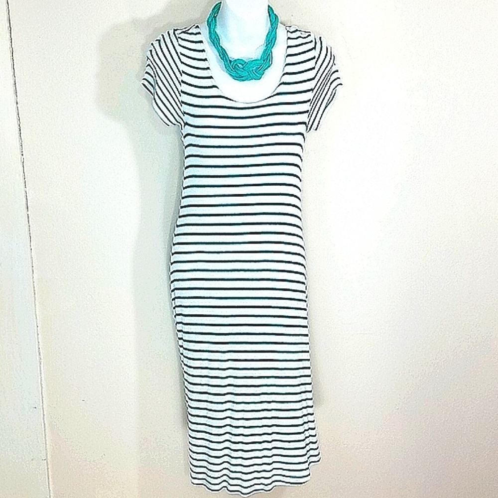 Pink Republic T-shirt Dress striped stretch jersey maxi short sleeve S